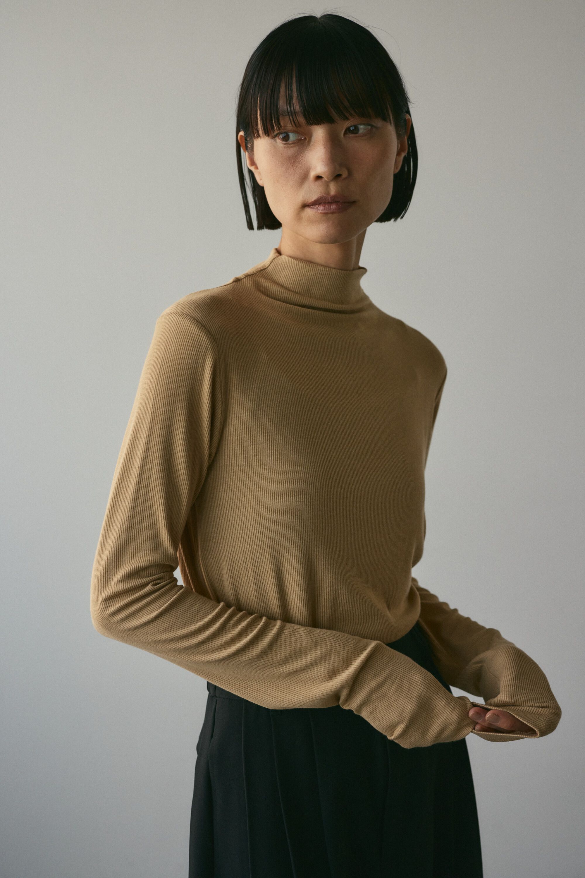 STYLEMIXER「ソフトリブハイネックトップ」|Tシャツ・カットソー|BEG