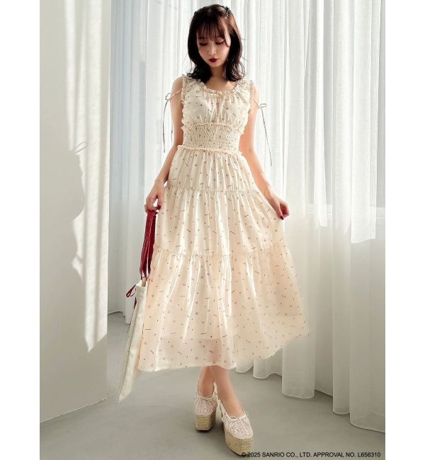 dazzlin「【メロクロコラボ】モチーフパターンティアードワンピース」|ワンピース|アイボリー