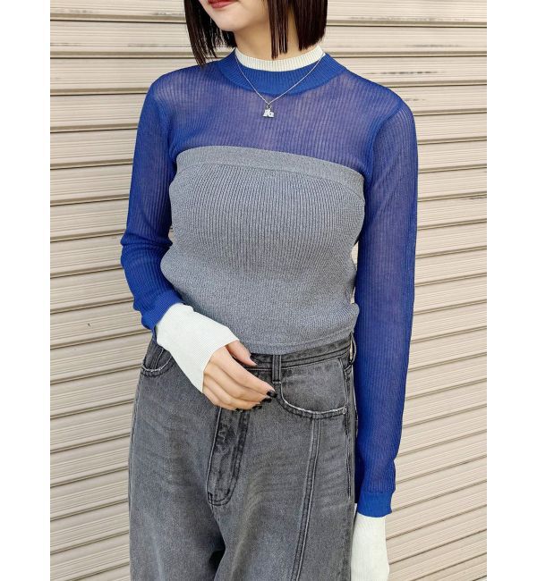 MURUA「ベアレイヤードニット」|ニット・セーター|ブルー