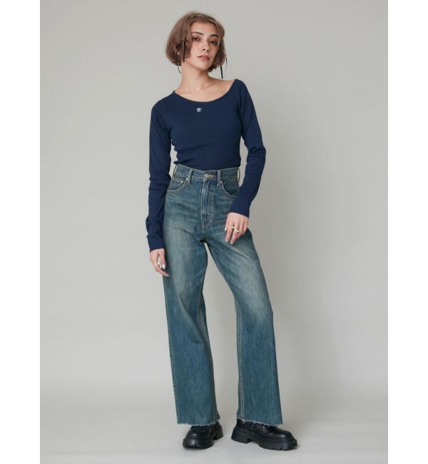 EVRIS「シンプルワイドデニムパンツ」|デニム|