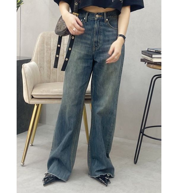 EVRIS「シンプルワイドデニムパンツ」|デニム|