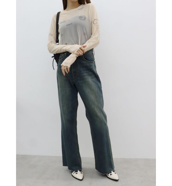 EVRIS「シンプルワイドデニムパンツ」|デニム|