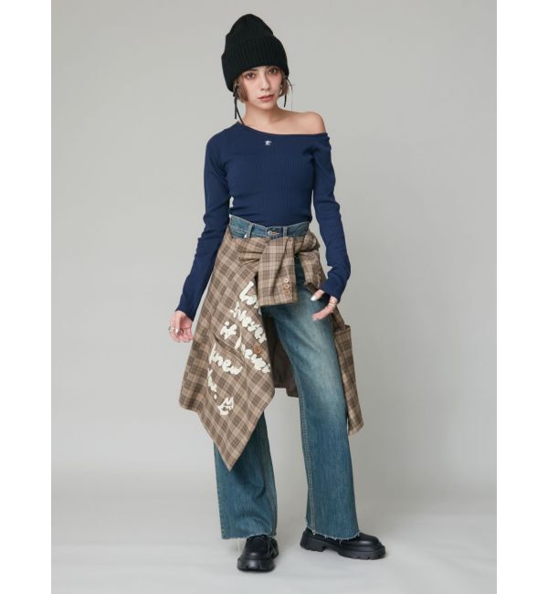 EVRIS「シンプルワイドデニムパンツ」|デニム|