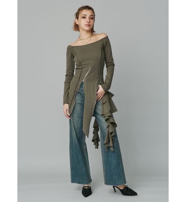 EVRIS「シンプルワイドデニムパンツ」|デニム|