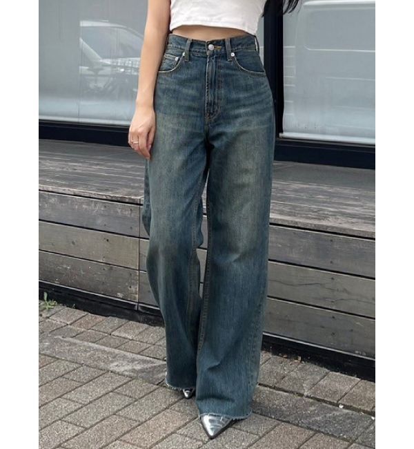 EVRIS「シンプルワイドデニムパンツ」|デニム|