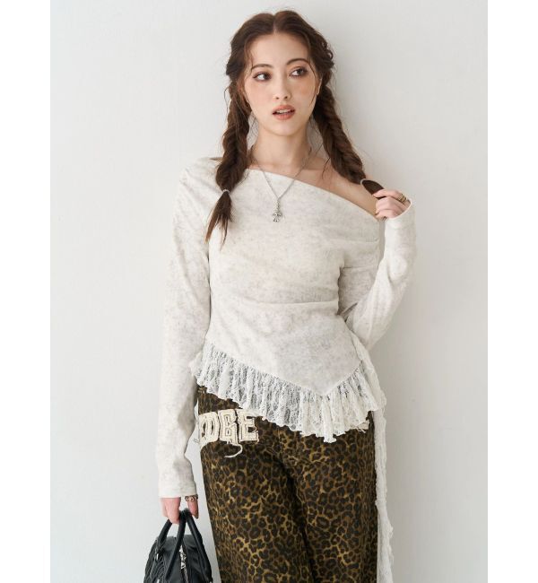 EVRIS「レースドッキングアシンメトリートップス」|Tシャツ・カットソー|