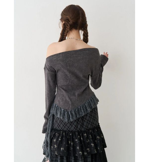 EVRIS「レースドッキングアシンメトリートップス」|Tシャツ・カットソー|