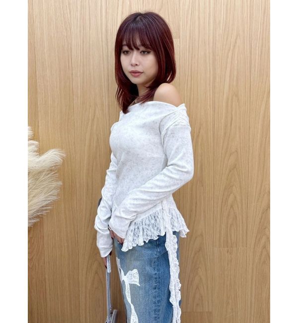 EVRIS「レースドッキングアシンメトリートップス」|Tシャツ・カットソー|