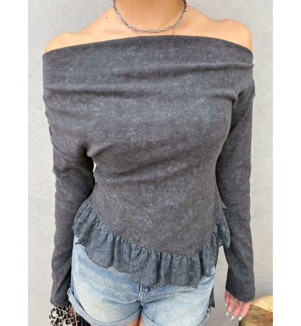 EVRIS「レースドッキングアシンメトリートップス」|Tシャツ・カットソー|