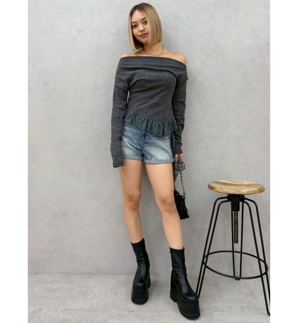 EVRIS「レースドッキングアシンメトリートップス」|Tシャツ・カットソー|