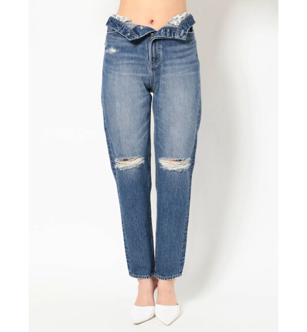 GYDA「H/W GYDA SLEEK KNEEダメージデザインデニムパンツ」|デニム|