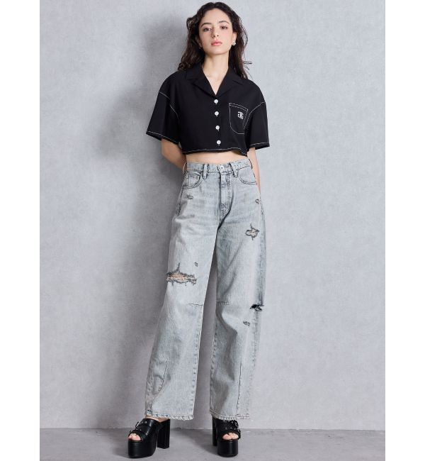 GYDA「Symmetry GYDA バイカラーステッチシャツ」|シャツ・ブラウス|