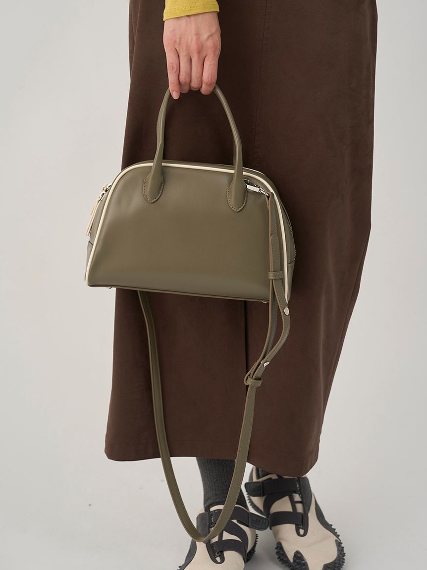 emmi atelier「フェイクレザーパイピングボストンバッグ」|ボストンバッグ|