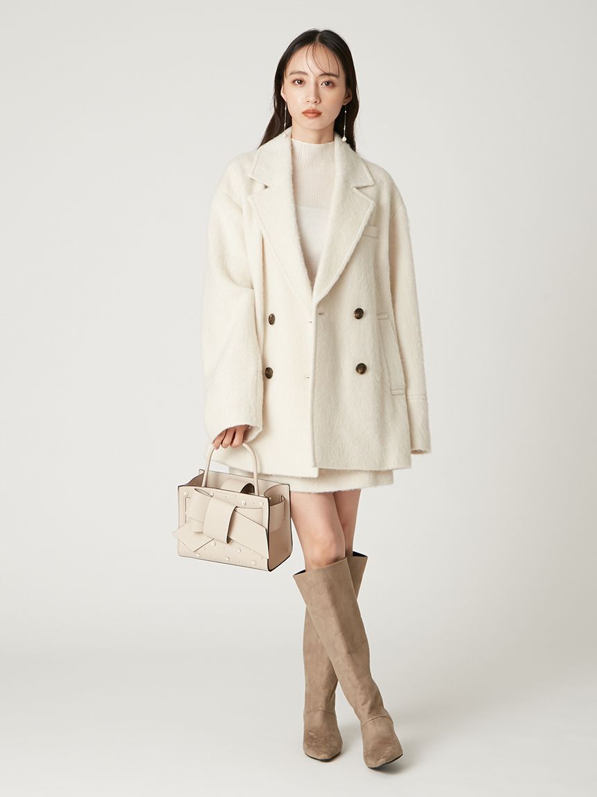 Gianni Versace ウールシルク 起毛オーバーサイズコート 淡色 38