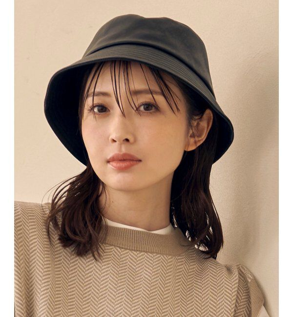 ikka「エコレザーバケットハット」|その他|ブラック