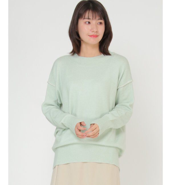 ikka「アンゴラ混モチモチ配色プルオーバー」|プルオーバー|