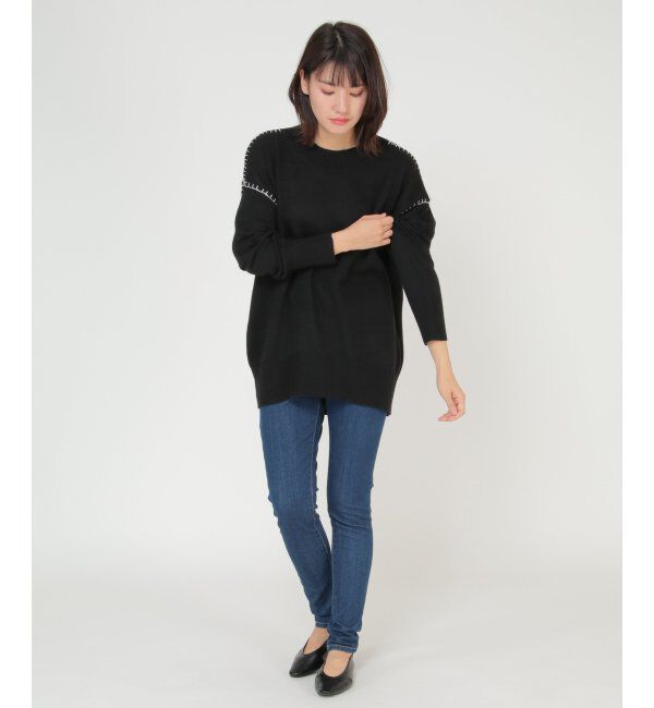 ikka「アンゴラ混モチモチ配色プルオーバー」|プルオーバー|