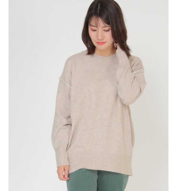 ikka「アンゴラ混モチモチ配色プルオーバー」|プルオーバー|ベージュ