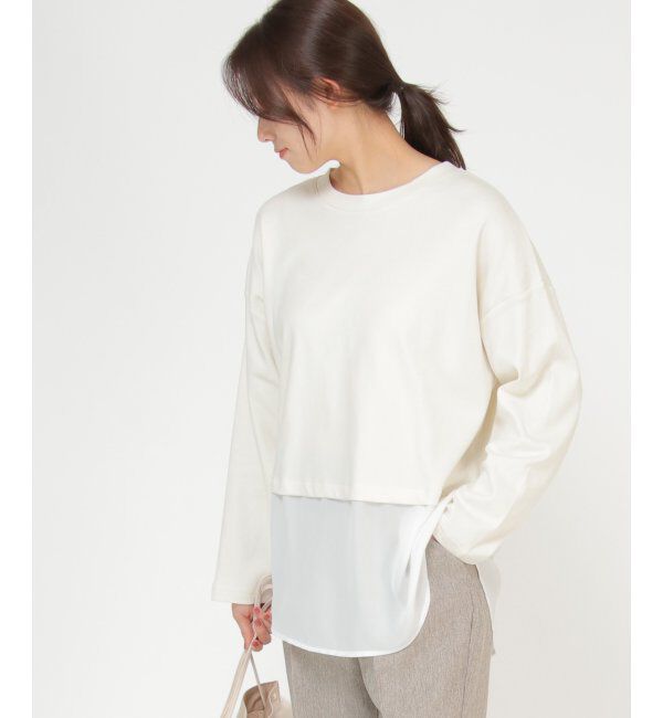 ikka「オーガニックコットン異素材プルオーバー」|プルオーバー|オフホワイト