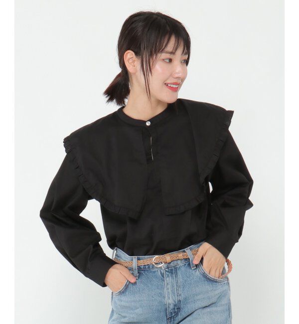 ikka「ビック襟ブラウス」|シャツ・ブラウス|ブラック