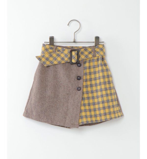 ikka kids「【キッズ】ツイード風切り替えラップキュロット（100~160cm）」|スカート|イエロー