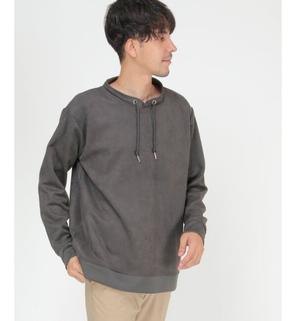 ikka「セイケツフェイクスエードルーイカラー」|パーカー|チャコール