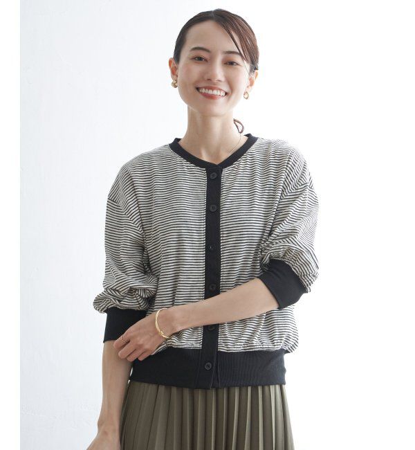 ikka「シャドーボーダーカーディガン」|カーディガン|
