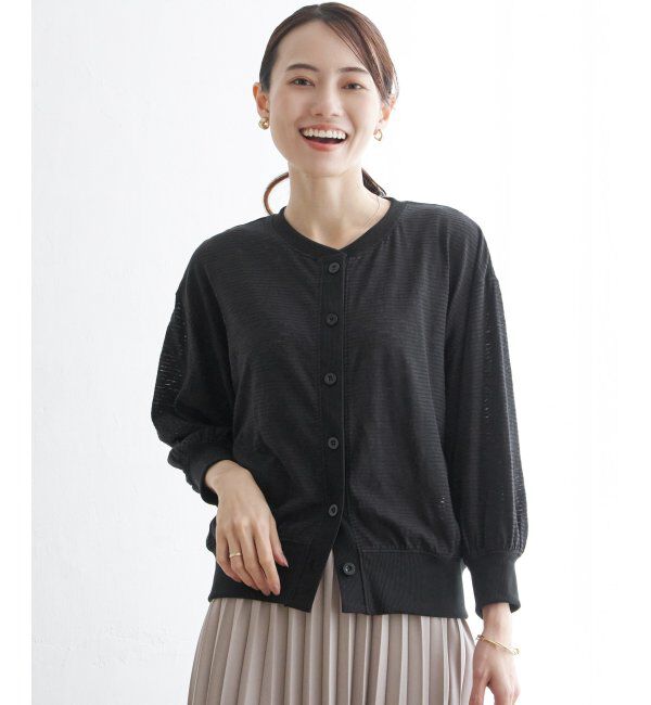 ikka「シャドーボーダーカーディガン」|カーディガン|