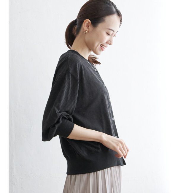 ikka「シャドーボーダーカーディガン」|カーディガン|