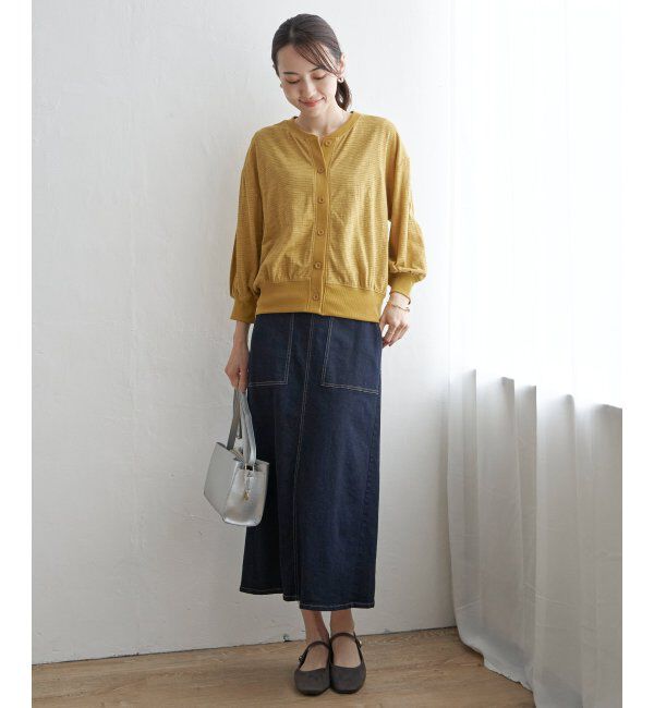 ikka「シャドーボーダーカーディガン」|カーディガン|