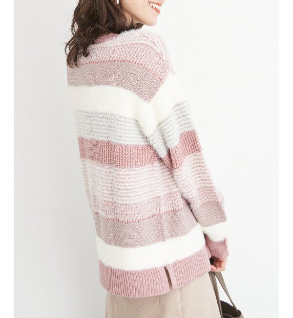 ikka「フェザー切り替えボーダーニットプルオーバー」|プルオーバー|