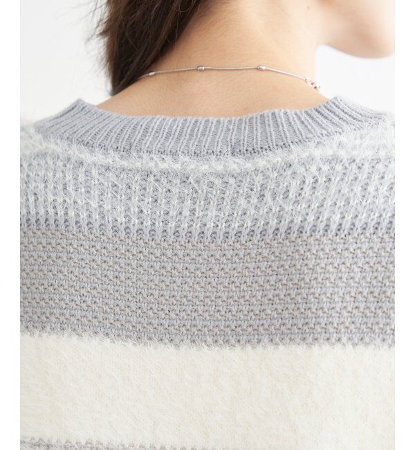 ikka「フェザー切り替えボーダーニットプルオーバー」|プルオーバー|