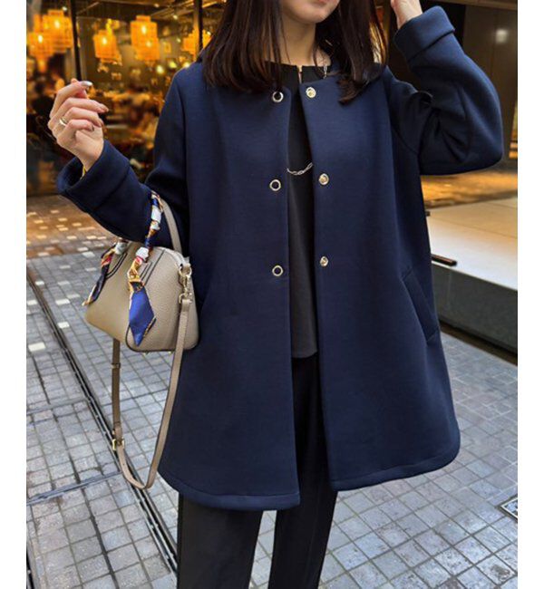 IKKA LOUNGE「ダンボールニットノーカラーコート」|その他|