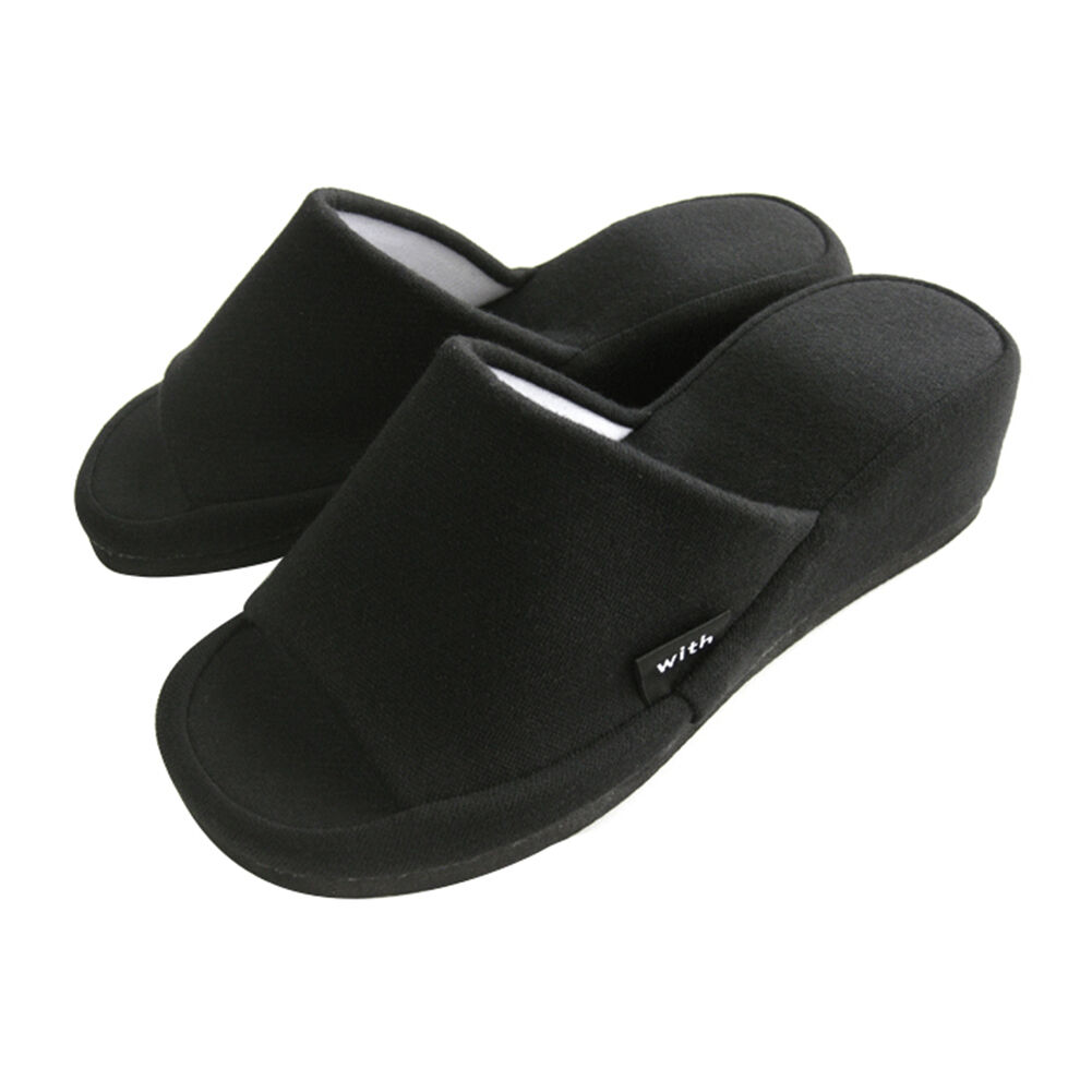 BACKYARD FAMILY「ヒールスリッパ 室内 通販 スリッパ ヒール 厚底 5cm ヒールアップスリッパ 室内履き」|ルームシューズ|ブラック1