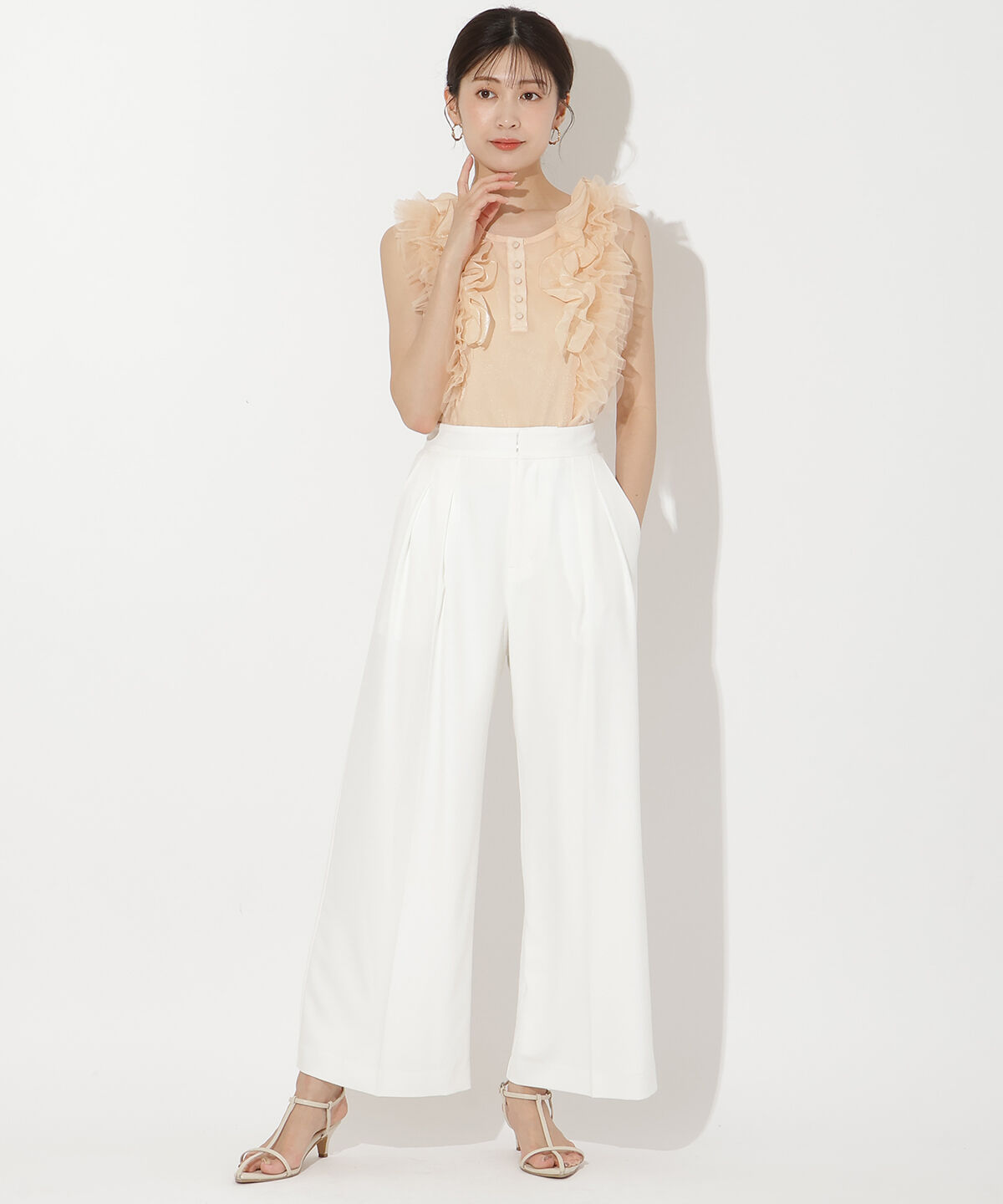 アンドクチュール「オーガンジー&チュールブラウス」|シャツ・ブラウス|