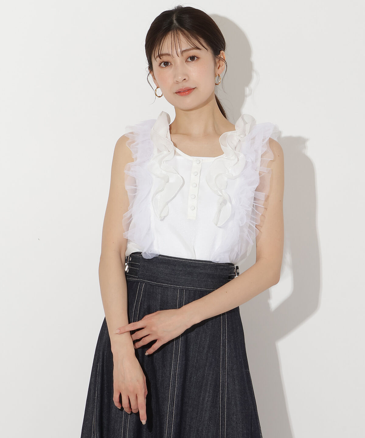 アンドクチュール「オーガンジー&チュールブラウス」|シャツ・ブラウス|