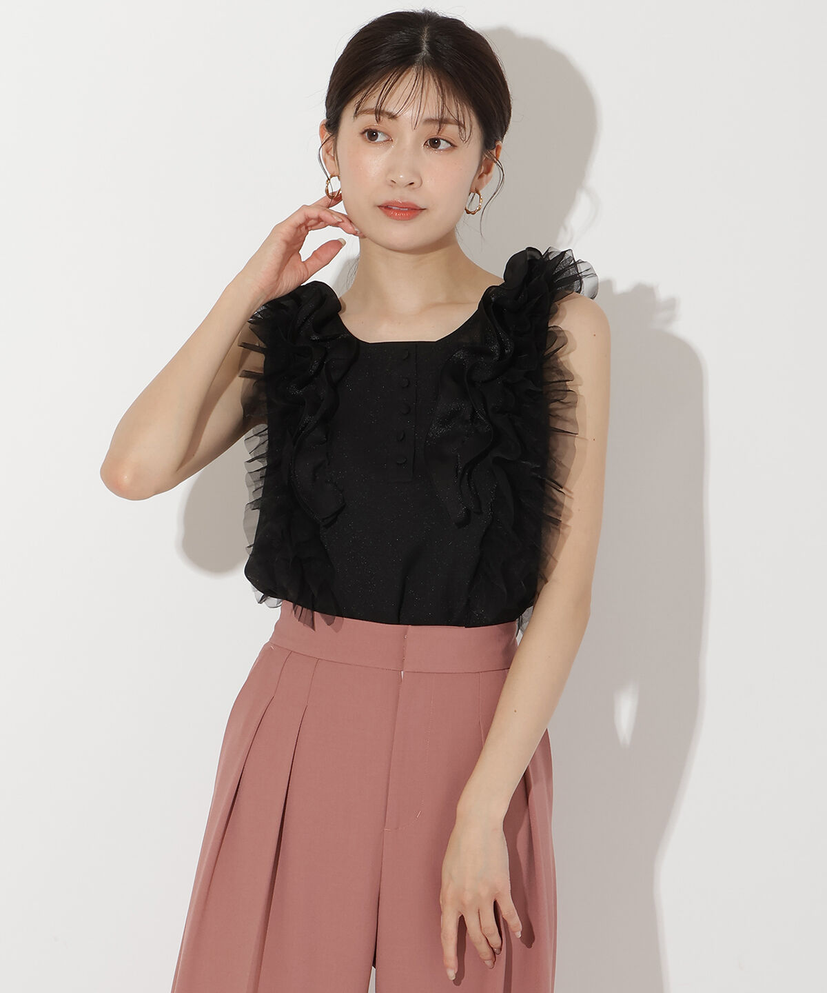 アンドクチュール「オーガンジー&チュールブラウス」|シャツ・ブラウス|