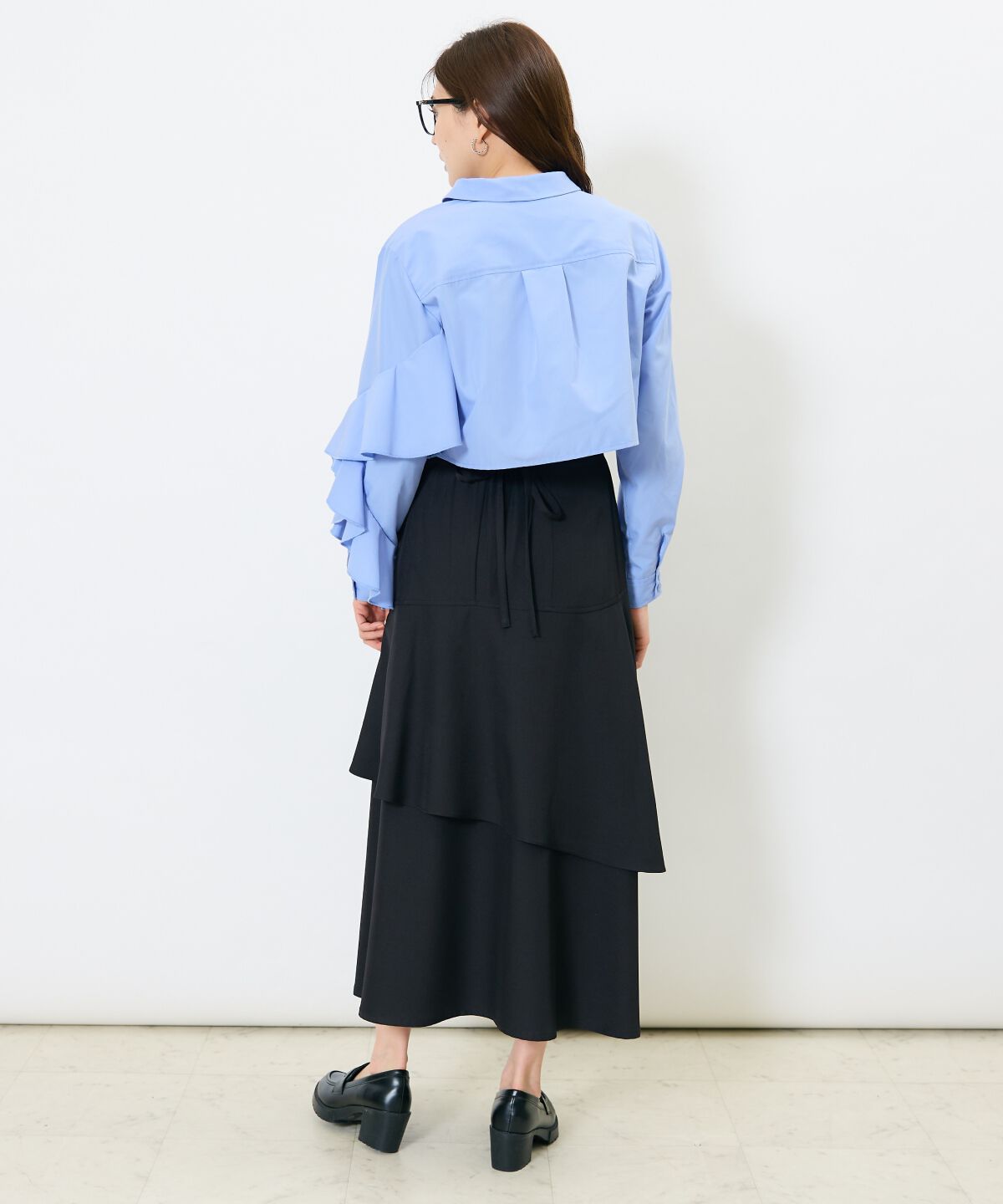 アンドクチュール「アシメフリルクロップドシャツ」|シャツ・ブラウス|