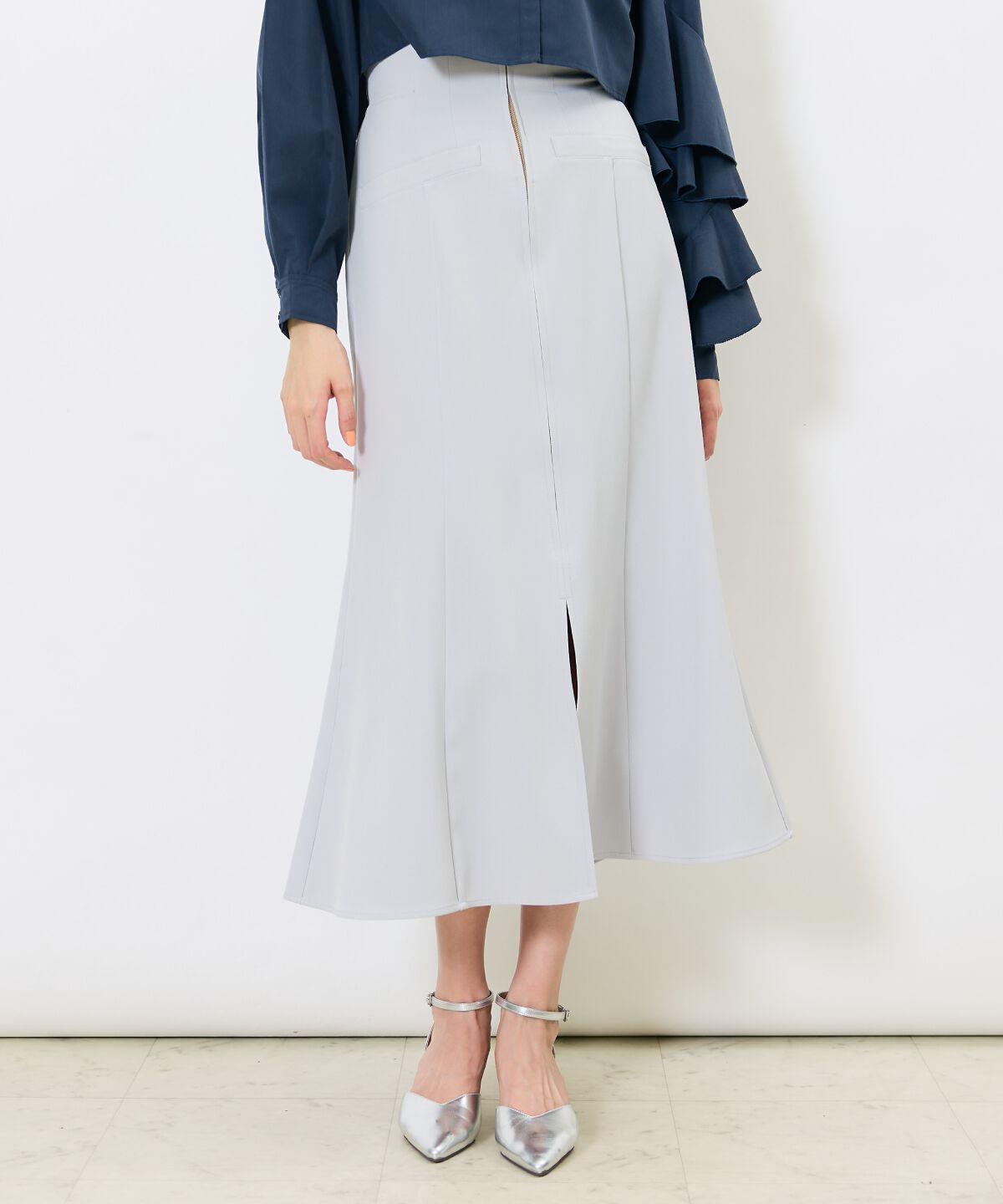 アンドクチュール「フロントZIPマーメイドスカート」|スカート|ライトグレー