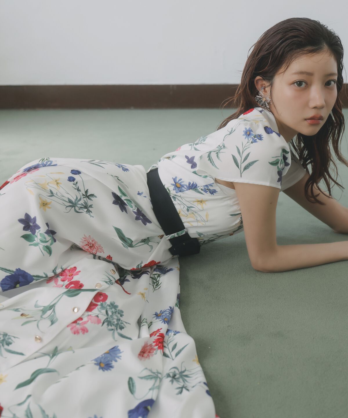 アンドクチュール「ボタニカルガーデンシャツワンピース」|ワンピース|白系花柄