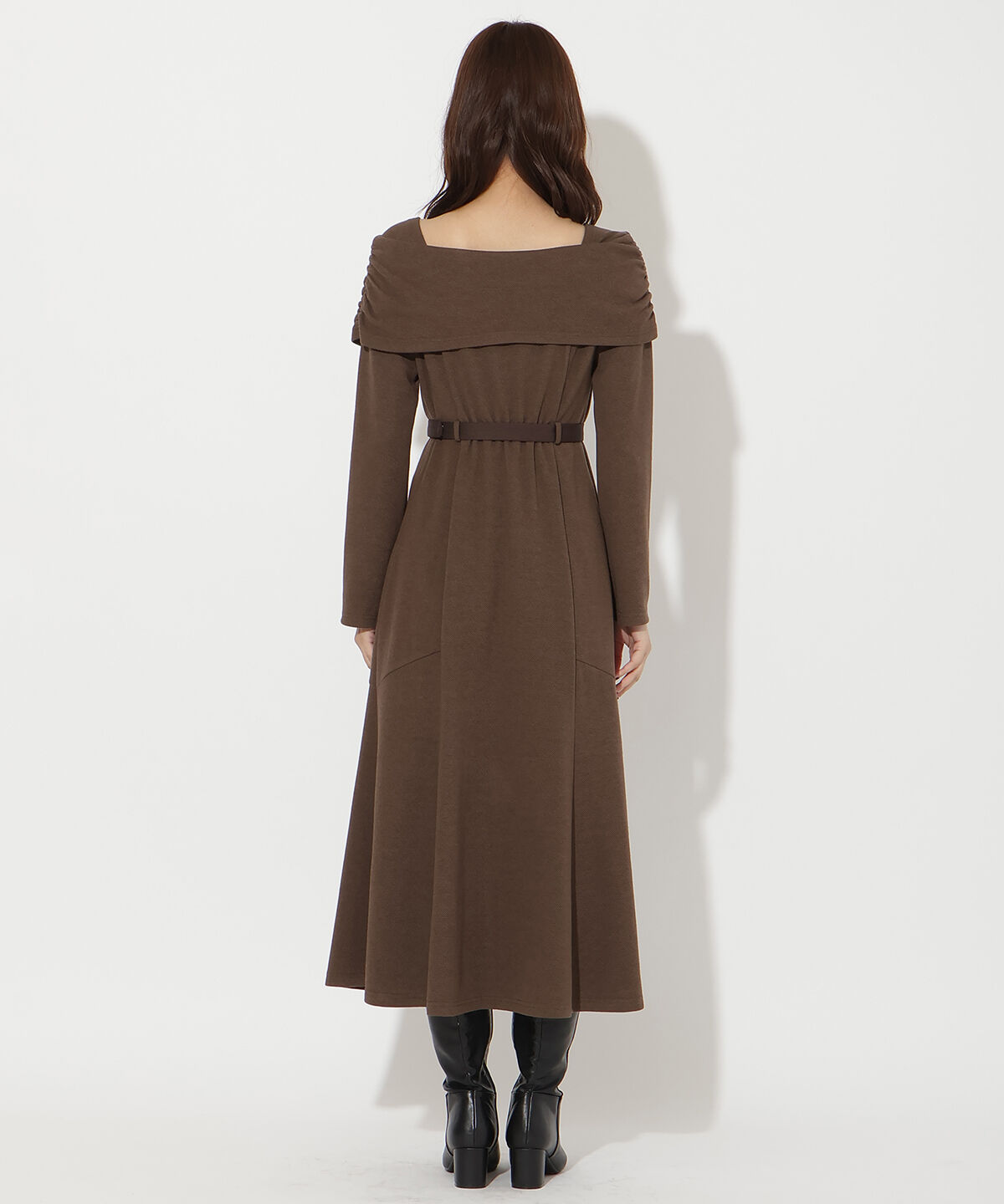 アンドクチュール「ベルト付きオフショルカットワンピース」|ワンピース|