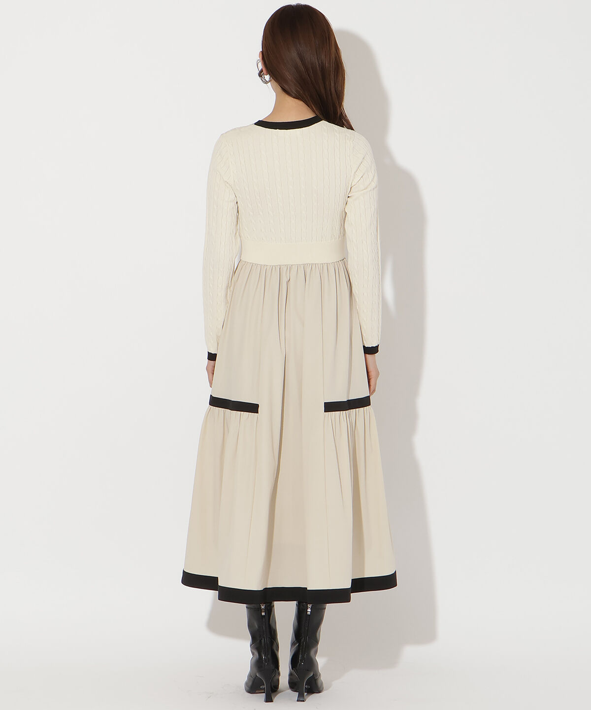 アンドクチュール「ケーブル編みニットドッキングワンピース」|ワンピース|