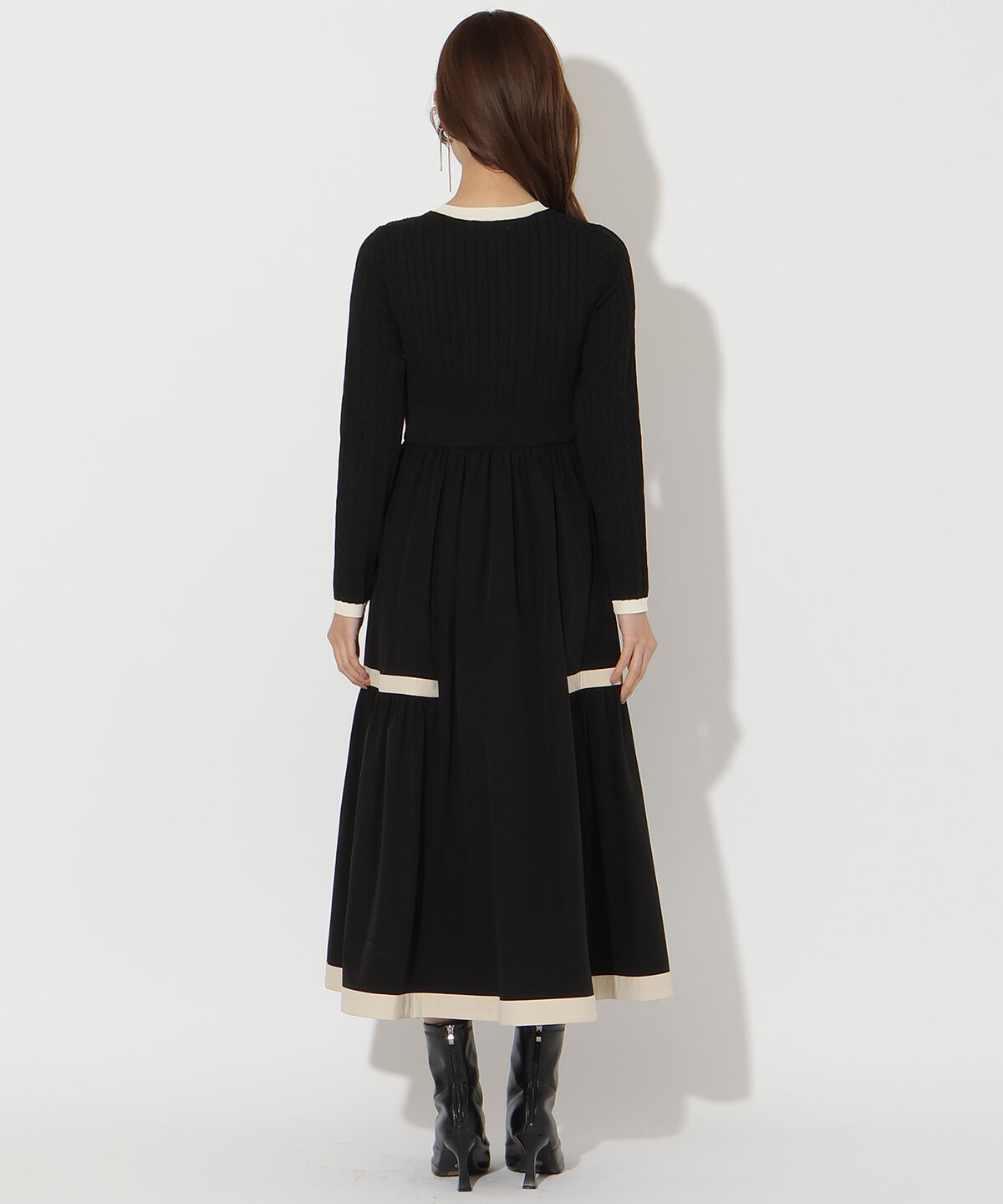 アンドクチュール「ケーブル編みニットドッキングワンピース」|ワンピース|