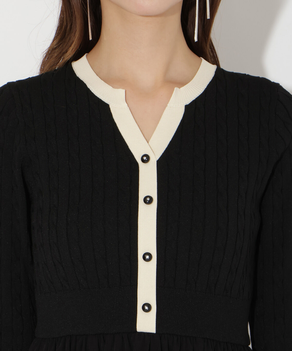 アンドクチュール「ケーブル編みニットドッキングワンピース」|ワンピース|