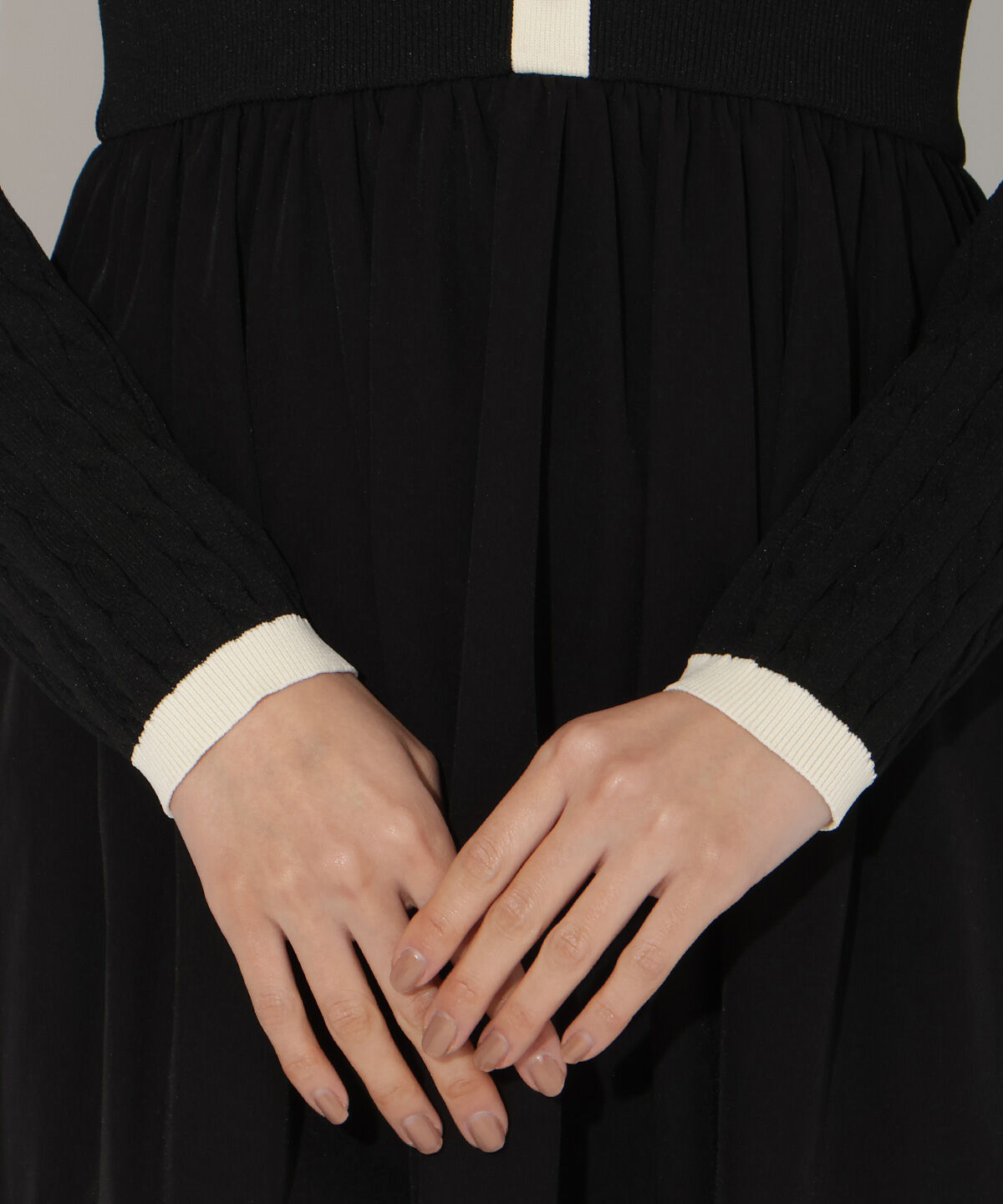 アンドクチュール「ケーブル編みニットドッキングワンピース」|ワンピース|