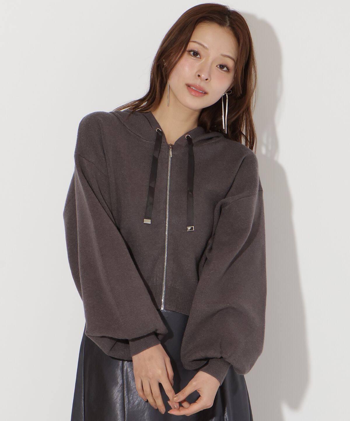 アンドクチュール「ニットパーカー」|パーカー|ﾁｬｺｰﾙｸﾞﾚｰ