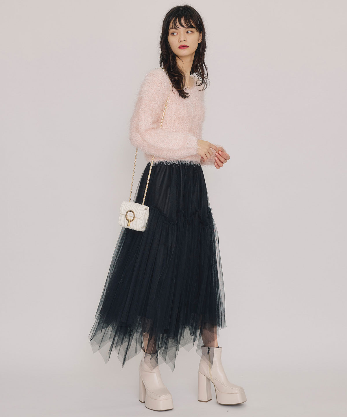 REDYAZEL「ブークレラメシャギーニットプルオーバー」|ニット・セーター|