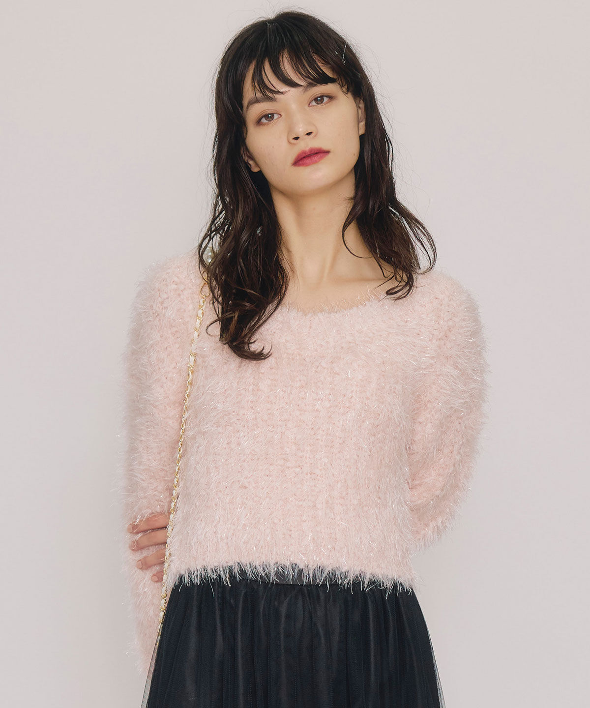 REDYAZEL「ブークレラメシャギーニットプルオーバー」|ニット・セーター|