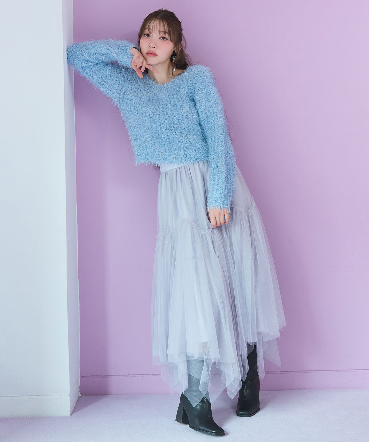 REDYAZEL「ブークレラメシャギーニットプルオーバー」|ニット・セーター|