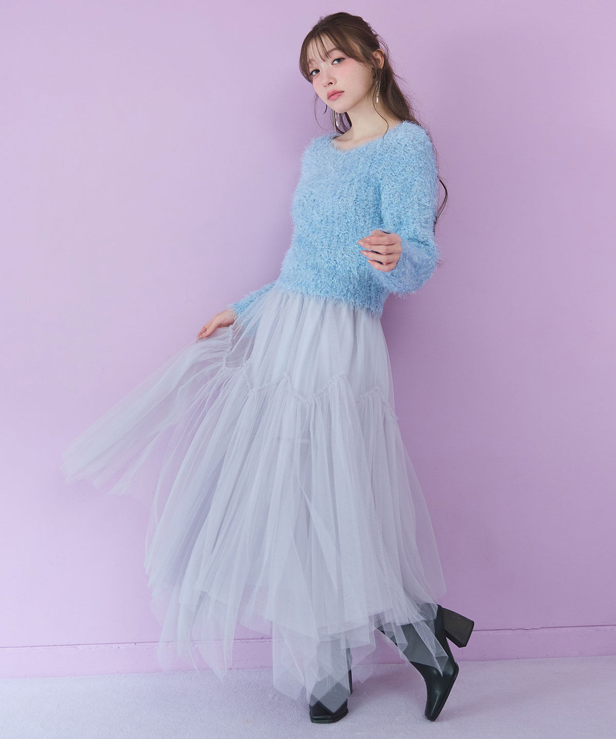 REDYAZEL「ブークレラメシャギーニットプルオーバー」|ニット・セーター|